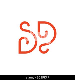 lettere sd curve semplici linee loop logo design Illustrazione Vettoriale