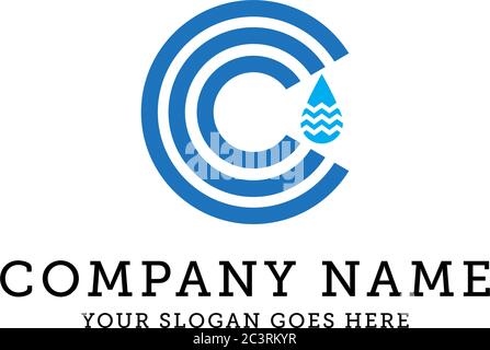 Modello di logo di acqua naturale, disegno di logo di lettera c, è buono per la vostra azienda, corporate Illustrazione Vettoriale