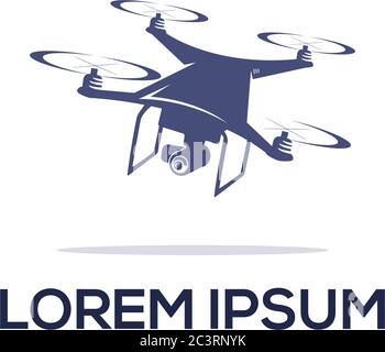 modello del logo del veicolo aereo, ispirazione del logo del drone, set di icone del drone fly Illustrazione Vettoriale
