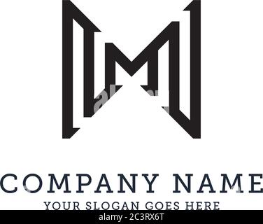 M letter logo design, line art logo template, militare logo, forte e pulito logo disegni, può utilizzare per il tuo marchio, marchio di identità o commerci Illustrazione Vettoriale