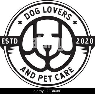 Logo di cura dell'animale domestico dell'amante del cane, può usare per il vostro marchio, identità marcante a caldo o marchio Illustrazione Vettoriale