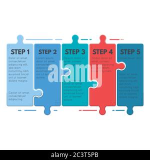 Infografico Puzzle passi Illustrazione Vettoriale