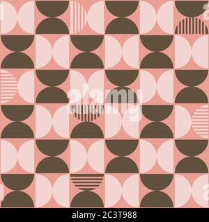 Vector pastello Rosa & marrone semi cerchi senza cuciture modello con strisce Illustrazione Vettoriale