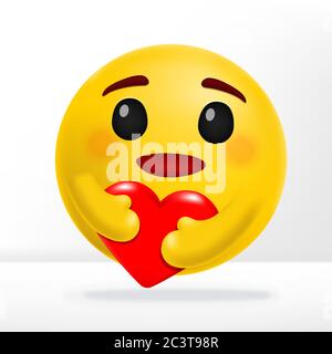 Vector Hugging Heart & Smiling Care Emotion Social Media Reaction Illustrazione 3D Illustrazione Vettoriale