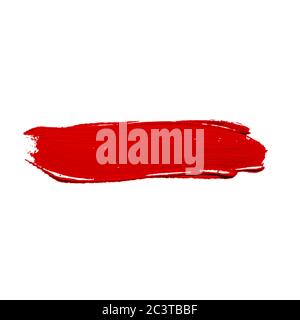 Sbavature del rossetto rosso isolato su sfondo bianco Foto Stock