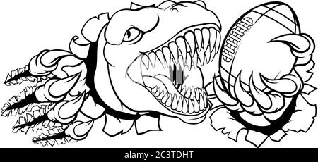Dinosauro Football Americano Sport Animali mascotte Illustrazione Vettoriale