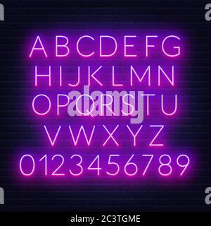 Carattere sfumato viola rosa neon. Illustrazione Vettoriale