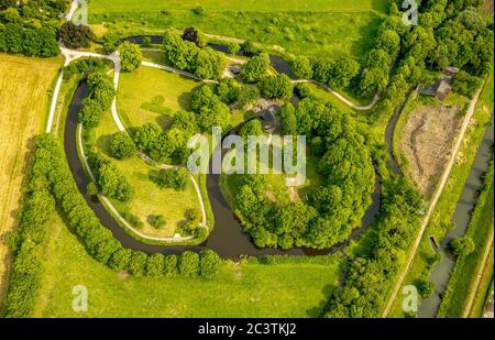 Storico castel Hill Mark, 01.10.2019, vista aerea, Germania, Nord Reno-Westfalia, Ruhr Area, Hamm Foto Stock