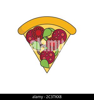 Pizza in stile icona piatta a colori Illustrazione Vettoriale