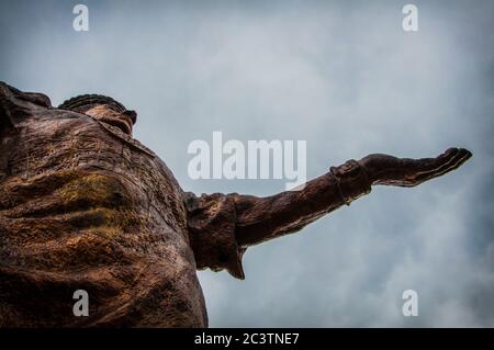 Inca monumento Pachacuti, Cusco, Perù Foto Stock