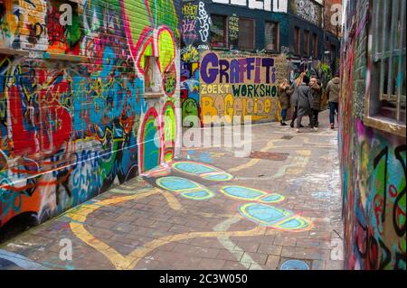 Graffiti Street nel centro di Gand. Foto di Ghent di Pep Masip. Foto Stock