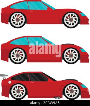 Set vettoriale auto da corsa piatta. EPS 10 Illustrazione Vettoriale