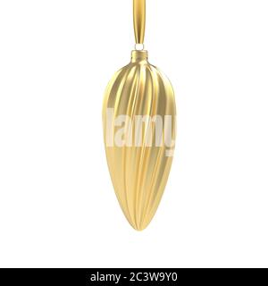 Giocattolo realistico oro albero di Natale sotto forma di spirale. Illustrazione Vettoriale