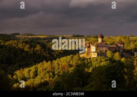 Castello di Sovinec a Nizky Jesenik, Moravia settentrionale, repubblica Ceca Foto Stock