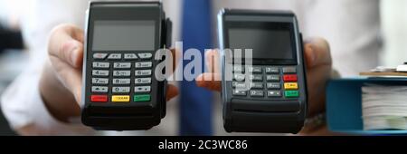 Dispositivo per pagare più velocemente con carta di credito Foto Stock