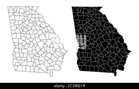 Mappe della contea di Georgia Illustrazione Vettoriale