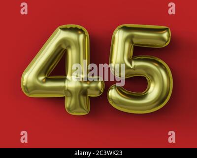 Numero 45 celebrazione di compleanno foil palloncino elio con
