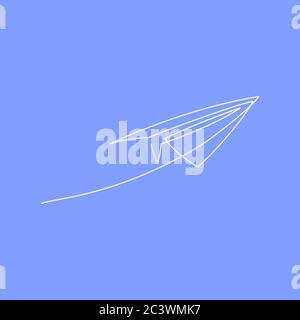 Illustrazione vettoriale a linea continua del piano di carta - silhouette di aeroplano realizzata con un disegno a linea singola. Illustrazione Vettoriale