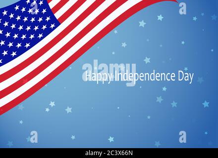 USA Independence Day con bandiera americana e stelle. Sfondo per congratulazioni. Foto Stock