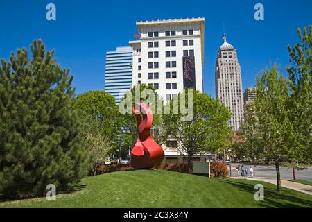 Scultura di Verde Boverkamp, una miriade di Giardini Botanici, Oklahoma City, Oklahoma, Stati Uniti d'America Foto Stock