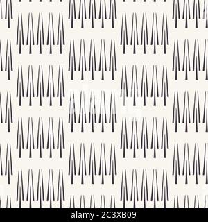 Fila etnica di alberi motivo stile scandi. Modello senza giunture vettoriale. Folk art natura geometrica Swatch tessile. Arredamento moderno e monocromo. Isolato Illustrazione Vettoriale
