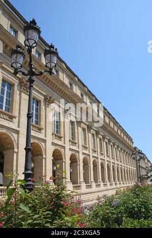 Bella architettura del Grand Theatre di Bordeaux, che è un teatro dell'opera a Bordeaux, Francia. Foto Stock