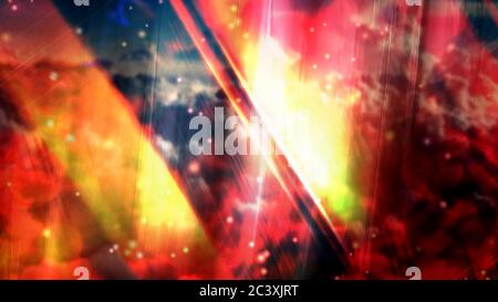 Nuvole sfocate con particelle bianche veloci e fasci di luce rotanti - Abstract background Texture Foto Stock