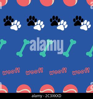 Colorato vettore senza giunture con giocattoli per cani Illustrazione Vettoriale