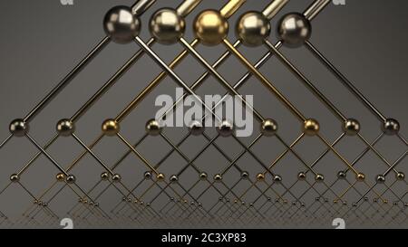 Infinito Zoom in Abstract lucido riflettente alberi binari metallici - Abstract sfondo texture Foto Stock