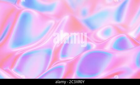 Psichedelico olografico lucido iridescente liquido onde fluide - Abstract sfondo Texture Foto Stock