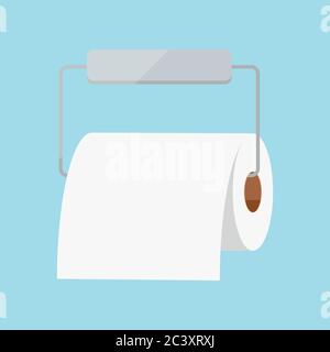 Rotolo di carta igienica sull'icona vettoriale del supporto isolato su sfondo bianco. Illustrazione Vettoriale