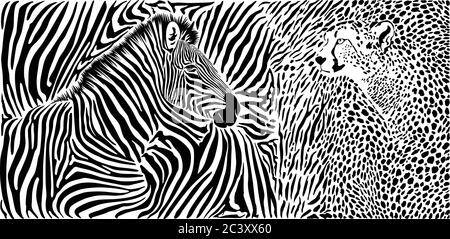Sfondo di animali selvatici - modello con motivo zebra e ghepardo Illustrazione Vettoriale