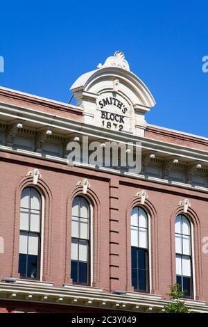 Storico blocco di 1872 Smith nel quartiere di Skidmore di Portland, Oregon, USA Foto Stock