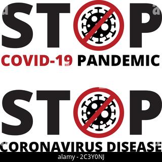 Set di cartelli di pericolo Covid-19 Illustrazione Vettoriale