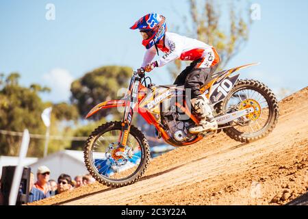 Motocross Rider a Melbourne Australia Foto Stock