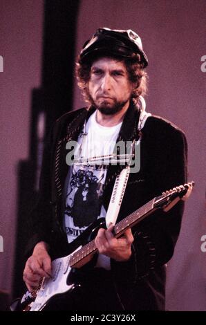 Bob Dylan in concerto al 'RUISROCK' di Turku, Finlandia 1990 Foto Stock