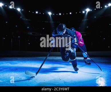 Giocatori di Hockey durante la partita Foto Stock