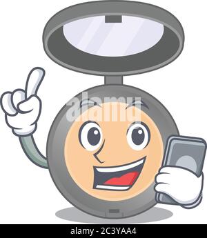 stile di design carattere caricature dell'evidenziatore che parla al telefono Illustrazione Vettoriale