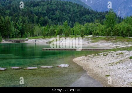 Il lago di Jasna, Kranjska Gora, Slovenia Foto Stock