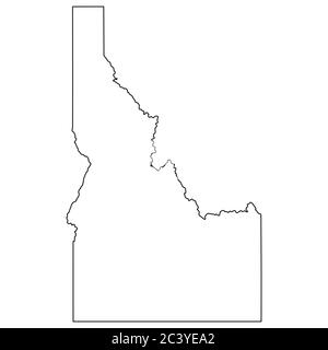 Mappe stato ID Idaho. Mappa con contorno nero isolata su sfondo bianco. Vettore EPS Illustrazione Vettoriale