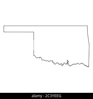 Oklahoma OK state Maps. Mappa con contorno nero isolata su sfondo bianco. Vettore EPS Illustrazione Vettoriale