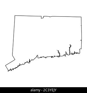 Connecticut CT state Map USA. Mappa con contorno nero isolata su sfondo bianco. Vettore EPS Illustrazione Vettoriale