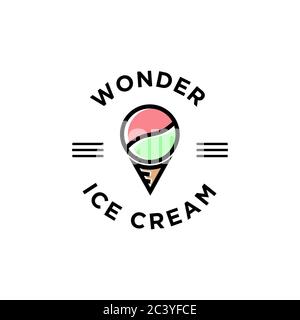 Delizioso gelato logo design, bellissimo logo per il tuo negozio di gelati Illustrazione Vettoriale