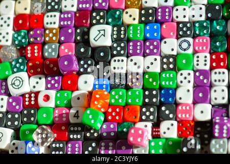 Dadi per il gioco, numero casuale Teoria. Foto Stock