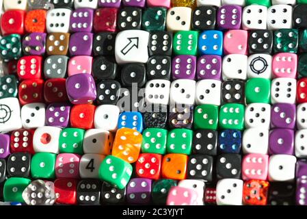 Dadi per il gioco, numero casuale Teoria. Foto Stock