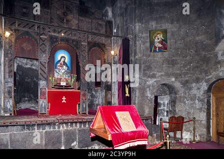 Interni, Arakeloti Surp significano i 'Santi Apostoli', il Monastero di Sevanavank, il Lago Sevan, la Provincia di Gegharkunik, Armenia Foto Stock