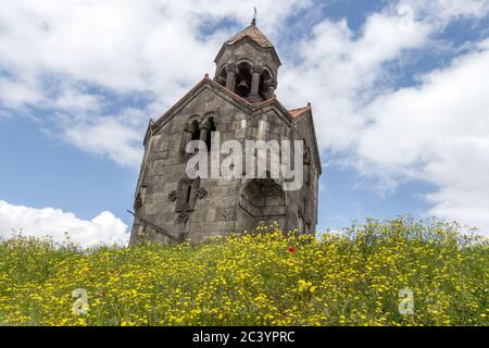 Torre campanaria: Monastero di Haghpat, regione di Lori, Armenia. Sito patrimonio dell'umanità dell'UNESCO. Foto Stock