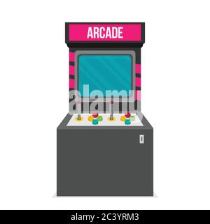 Macchina arcade retrò. Illustrazione vettoriale di stile piatto. Illustrazione Vettoriale
