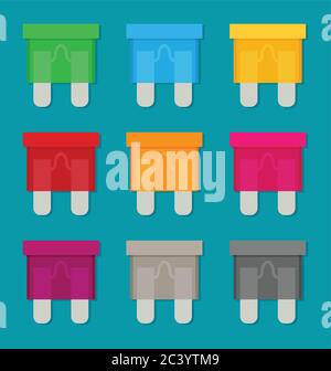 vettore piatto icona fusibile vettore set vettore Illustrazione Vettoriale