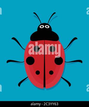 Carino ladybug. Vettore piatto. Illustrazione Vettoriale